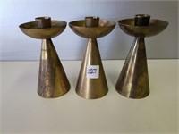 (3) Brass Candle Holders 6" tall