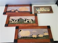 Framed Animal Pictures (3) 18" x 8", (1) 11 3/4" x