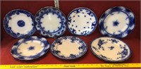 Assortment of flow blue decorative plates