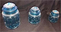 Blue glass canisters