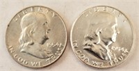 (2) 1954-D Franklin 1/2 Dollars, Higher Grade **