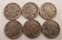 (6) Buffalo Nickels, 30's Era
