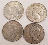 (4) 1923 Peace Silver Dollars **