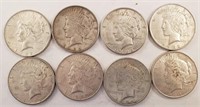 (8) 1922 Peace Silver Dollars **