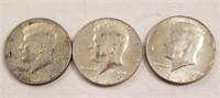 (3) 1969-D Kennedy 1/2 Dollars, Better Grade