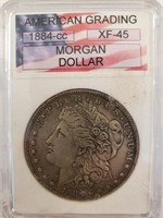 1884-CC Morgan Silver Dollar, Graded American Gra5