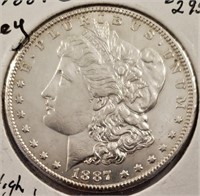 1887-S Morgan Silver Dollar, Higher Grade