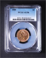 $5 GOLD 1880 PCGS (AU58)