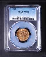 $5 GOLD 1902 PCGS (AU58)