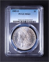 1885-O MORGAN SILVER DOLLAR $1 - PCGS (MS63)