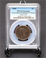 1846 1C SMALL DATE - PCGS (VF DETAIL)