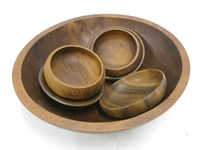 9" Diameter Wood Serving Bowl w/ Smaller Bowls