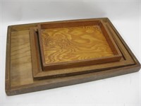 3 Wood Shadow Box / Trays Largest 14.5"  x 22"