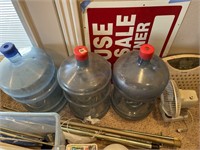 Three water jugs, fan and scale