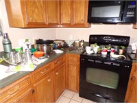 Kitchen counter and cabinets misc items lot