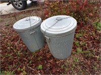 Pair of Galvanized trashcans lot