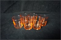 Collection of Six Depression Pink Shot Glasses