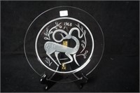 Lalique Glass Plate 1968 with Deer Signed