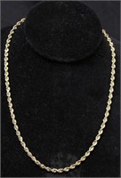 NEW 14kt YELLOW-GOLD 18" DIAMOND CUT ROPE NECKLACE