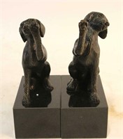 PAIR OF BRONZE DOG BOOKENDS