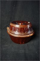 Vintage Brown Pottery Covered Dish