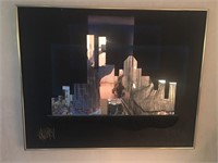 Modern Mirrored City Image Signed Artwork