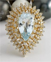 6.82 Cts Aquamarine And Diamond Ring