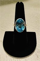 Estate $2250. Swiss Blue Topaz & Diamond Ring