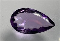 Certified 10.45 Cts Pear Cut Natural Amethyst