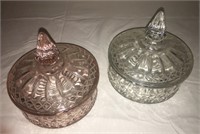 Pair of Glass Bowls with Lids