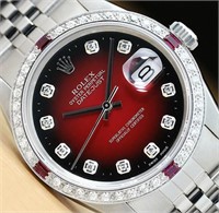 Men Rolex Datejust Ruby  Diamond 18 kt Watch