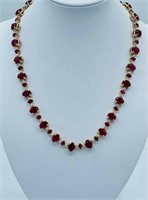 14k Gold 66.5ct Ruby 2.00ct Diamond Necklace