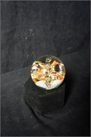 Made in France Glass Paperweight  with Flowers