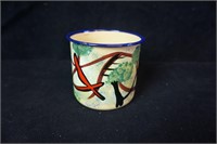 Hand Painted Beige Enamel Mug with Birds