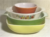 Lot of 4 Pyrex, Fire-King Colored Baking Lot
