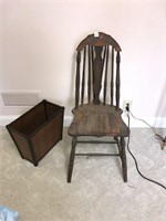 Chair and trash can