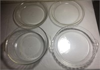 Lot of 4 Round Clear Glass Baking Dishes