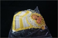 Vintage Crochet Toilet Paper Holder with Face