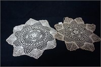 Set of Two Star Shaped Crochet Dollies  Starched