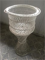 White Wicker Plant Stand Lot B