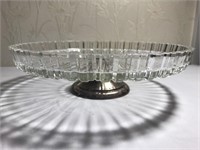 Glass Cake Plate w/ Silverplate Foot