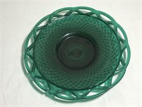 Green Depression Glass Lace Plate