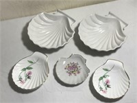 Lot of 5 Shell Shaped Dishes