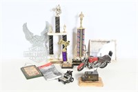 Assorted Motorcycle Trophies & Memorabilia