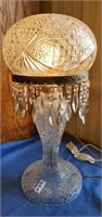 Brilliant cut glass lamp 25 1/2  in tall