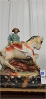 Chalk ware man on horse military