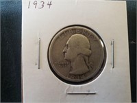 1934 Silver quarter