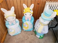 Lot of 3 Vintage Easter Bunny Blow Molds - 35"