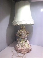 Large Vintage Italian Ceramic Table Lamp. Shade