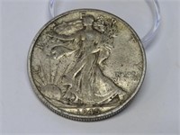 1945 d AU Grade Walking Liberty Half Dollar
